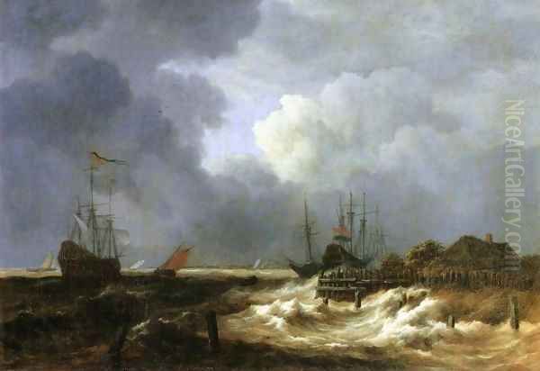 The Breakwater Oil Painting by Jacob Van Ruisdael