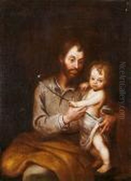 San Jose Con El Nino Oil Painting by Bartolome Esteban Murillo