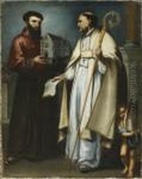 San Leandro Y San Buenaventura Oil Painting by Bartolome Esteban Murillo