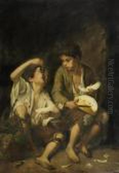 Trauben- Und Melonenesser. Oil Painting by Bartolome Esteban Murillo