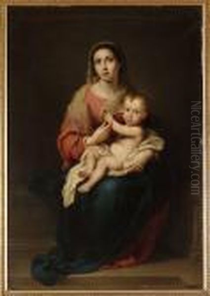 Madonna Med Barn Oil Painting by Bartolome Esteban Murillo