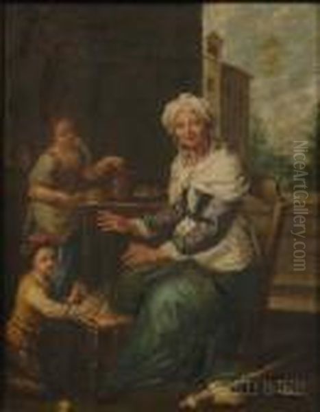 Grandmother And Children Oil Painting by Bartolome Esteban Murillo