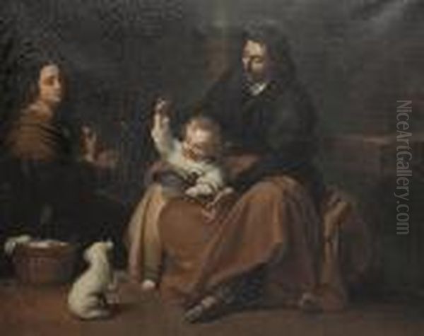 The Holy Family With A Small Bird Oil Painting by Bartolome Esteban Murillo