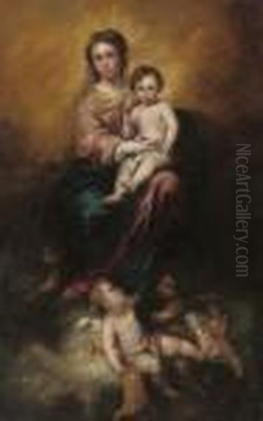 The Madonna Of The Rosary Oil Painting by Bartolome Esteban Murillo