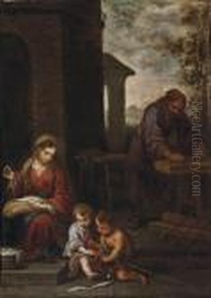 The Holy Family With The Infant Saint John The Baptist Oil Painting by Bartolome Esteban Murillo