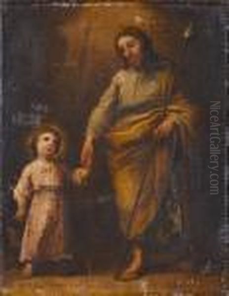 Joseph And The Christ Child Oil Painting by Bartolome Esteban Murillo