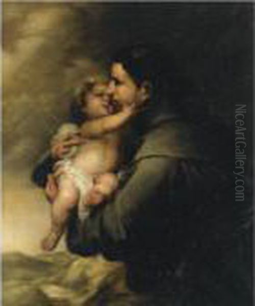 Saint Antony Of Padua And The Christ Child Oil Painting by Bartolome Esteban Murillo