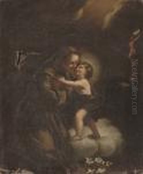 Saint Francis With The Christ Child Oil Painting by Bartolome Esteban Murillo