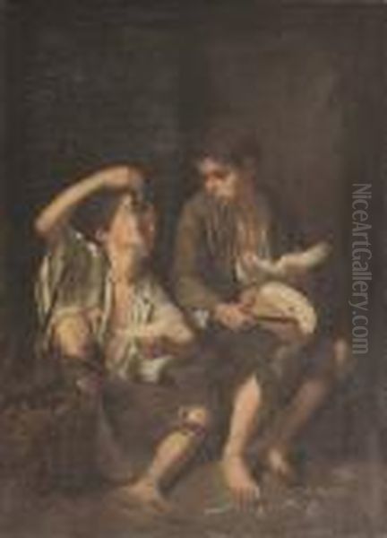 Two Boys Eating Grapes And Melon Oil Painting by Bartolome Esteban Murillo