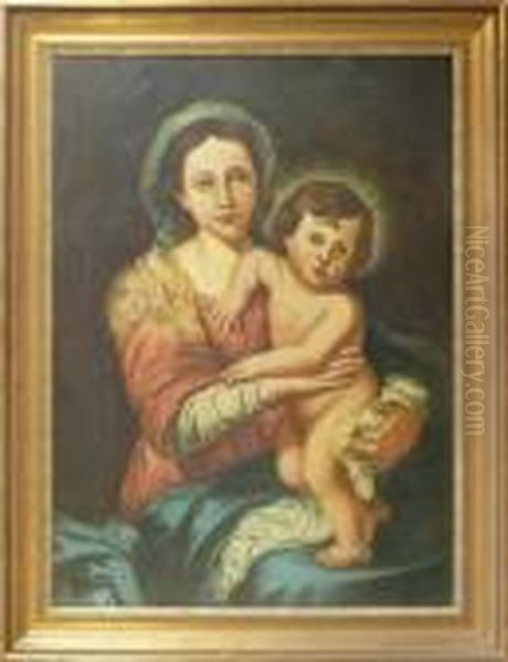 Kopie Nach. Madonna Mit Christuskind Oil Painting by Bartolome Esteban Murillo