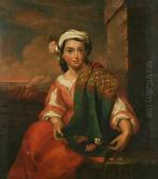 A Spanish Flower Seller Oil Painting by Bartolome Esteban Murillo