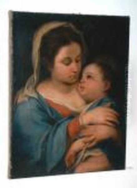 Maria Mit Kind. Oil Painting by Bartolome Esteban Murillo