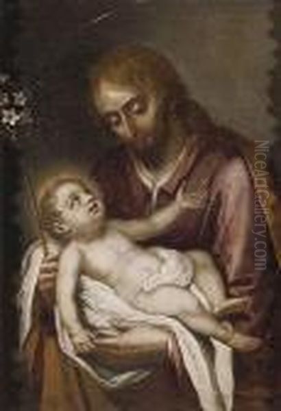 San Jose Con El Nino Oil Painting by Bartolome Esteban Murillo