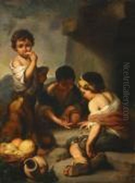 Three Boys Playing Dice Oil Painting by Bartolome Esteban Murillo