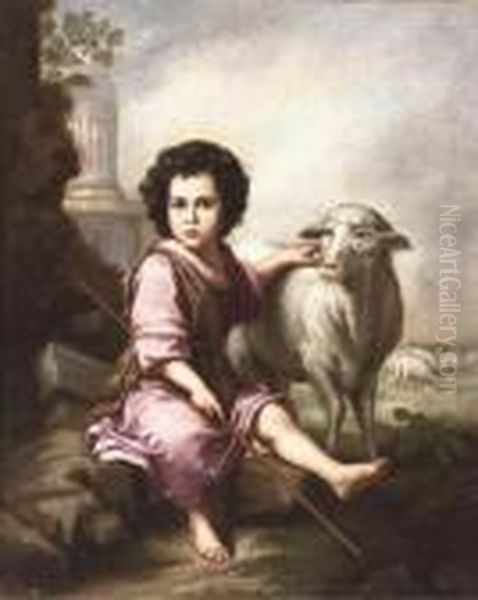 A Shepherd Boy In A Landscape Oil Painting by Bartolome Esteban Murillo