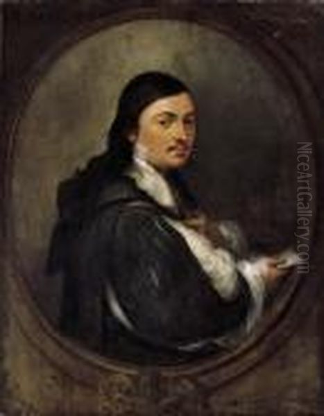 Portrait Of Nicolas De Omazur 
(1609-89), Half-length, In A Black Slashed Doublet, Holding A Letter In 
His Right Hand Oil Painting by Bartolome Esteban Murillo