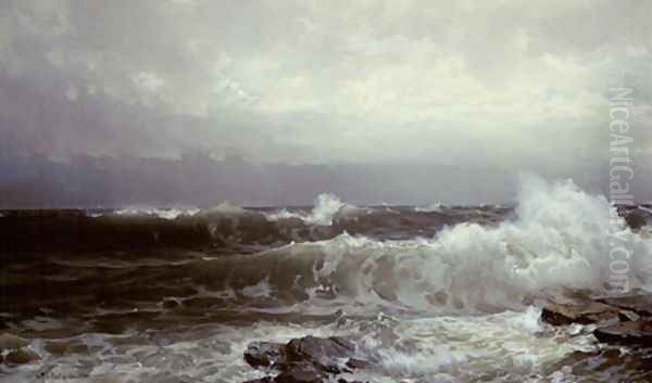 Breakers At Beaver Oil Painting by William Trost Richards