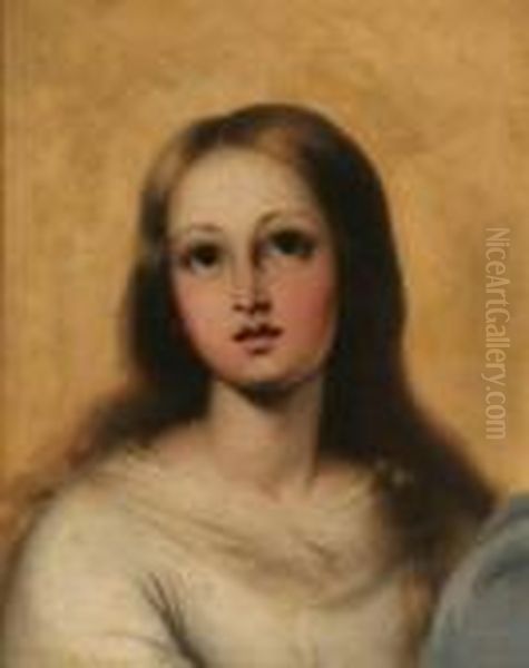 Head Of Madonna From The Immaculate Conception, The Escorial Oil Painting by Bartolome Esteban Murillo