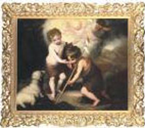 The Infant Christ With The Infant Saint John The Baptist Oil Painting by Bartolome Esteban Murillo