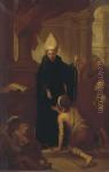 Saint Thomas Of Villanueva Oil Painting by Bartolome Esteban Murillo