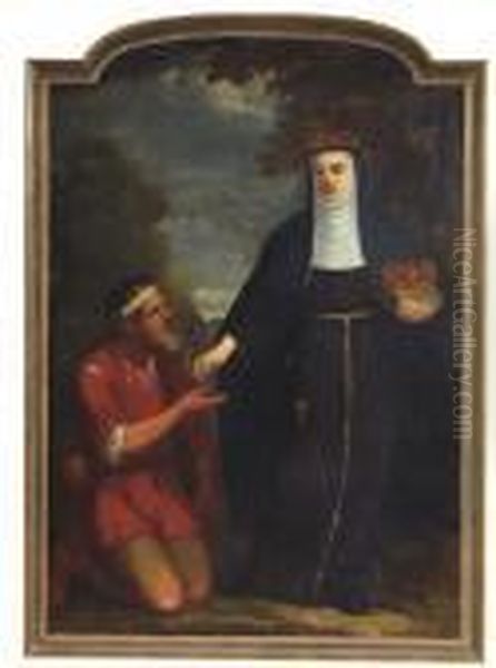 Saint Elisabeth Of Hungary In A Wooded Landscape Oil Painting by Bartolome Esteban Murillo