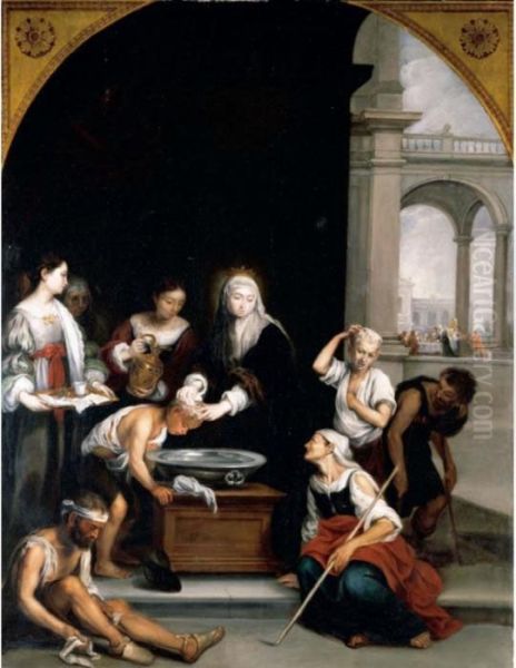 Saint Elizabeth Curing The Sick Oil Painting by Bartolome Esteban Murillo