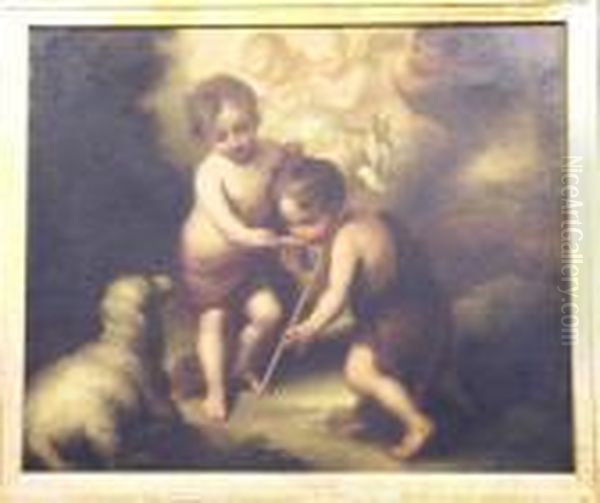 The Christ Child Offering A Drink Of Water To The Infant John Thebaptist Oil Painting by Bartolome Esteban Murillo