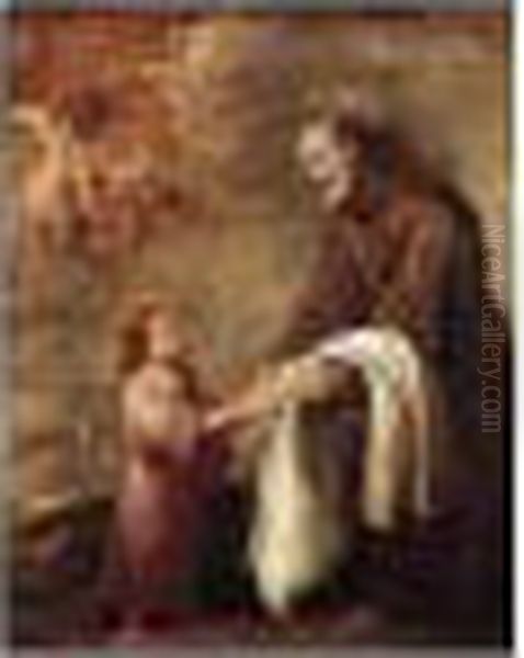 San Felix De Cantalicio With The Infant Christ Oil Painting by Bartolome Esteban Murillo