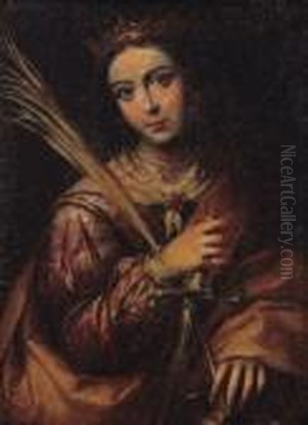 Saint Catherine; And A Female Saint Oil Painting by Bartolome Esteban Murillo