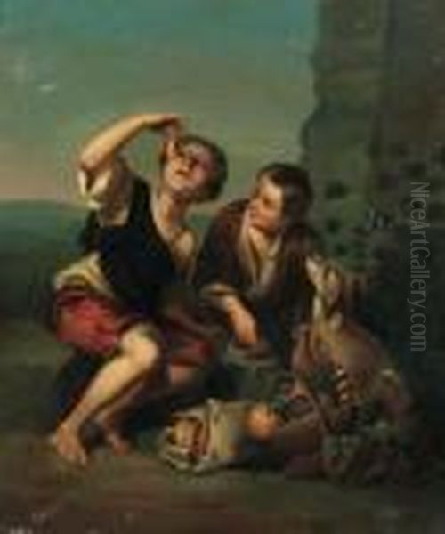 Vagabonds In A Landscape Oil Painting by Bartolome Esteban Murillo