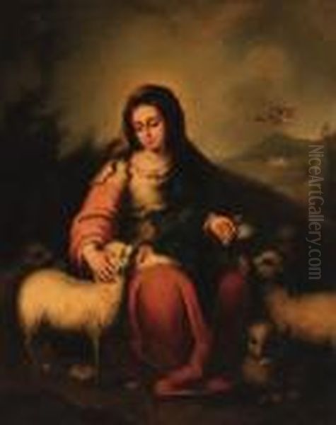 The Virgin With Lambs Oil Painting by Bartolome Esteban Murillo