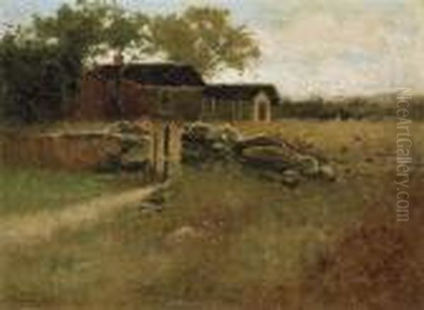 House With A Stonewall Oil Painting by John Francis Murphy