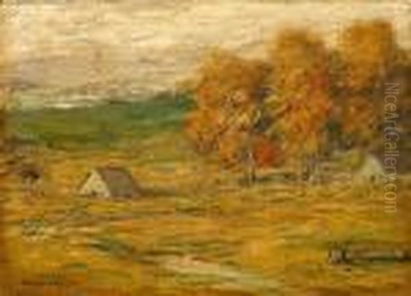 Cottage In A Sunny Field Oil Painting by John Francis Murphy