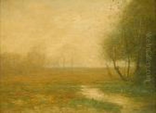 Landscape With Stream In Foreground Oil Painting by John Francis Murphy