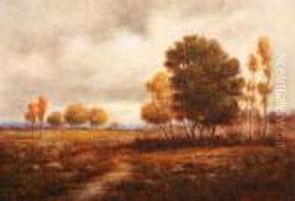 Autumn Landscape At Sunset Oil Painting by John Francis Murphy