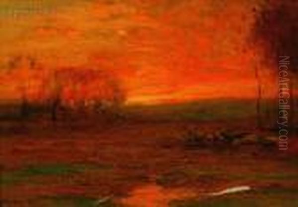 Sunset Oil Painting by John Francis Murphy