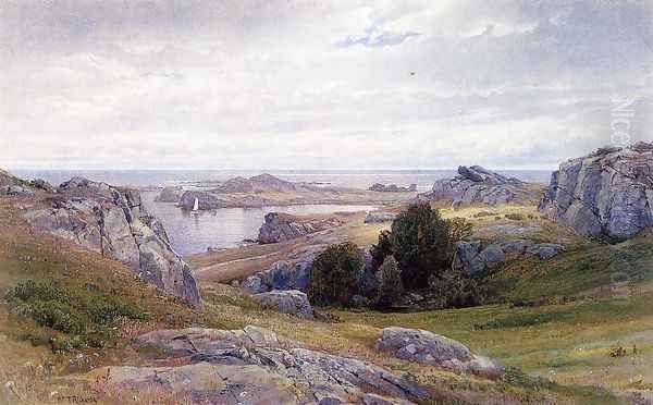 Coast with Sailboat, Newport Oil Painting by William Trost Richards