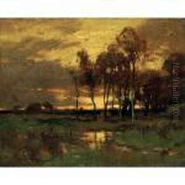 Sunset Landscape Oil Painting by John Francis Murphy