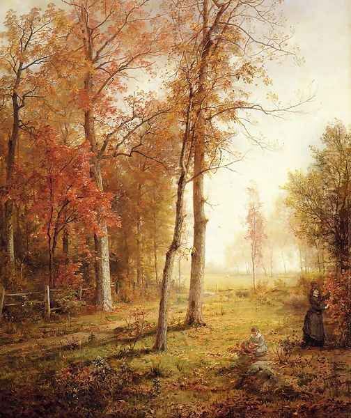 Gathering Leaves Oil Painting by William Trost Richards