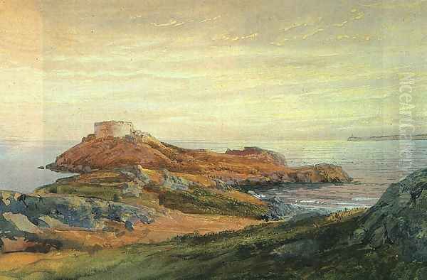 Fort Dumpling Jamestown Oil Painting by William Trost Richards