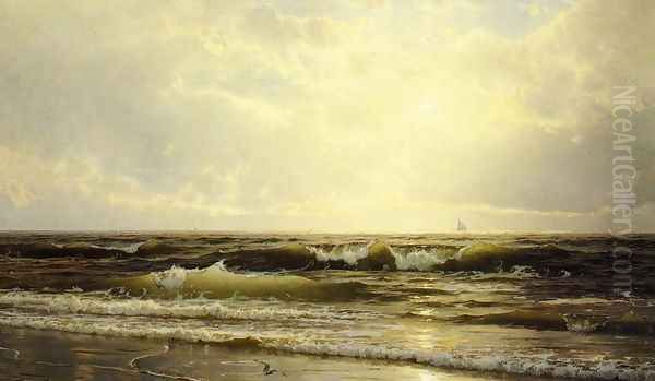 Distant Sails at Dusk Oil Painting by William Trost Richards