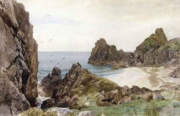 English Coastline Oil Painting by William Trost Richards