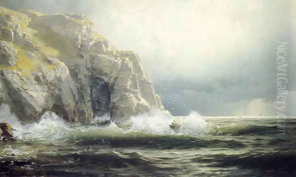 Guernsey Cliffs, Channel Islands Oil Painting by William Trost Richards