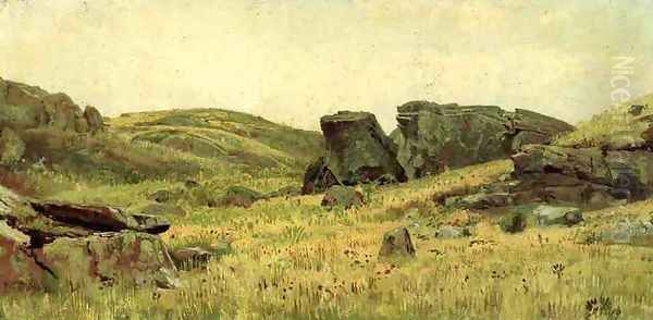 Rocky Hillside Oil Painting by William Trost Richards