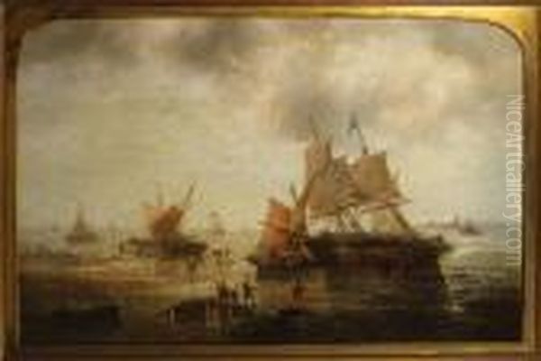 Arrivee Des Bateaux De Peche Oil Painting by Francois Etienne Musin