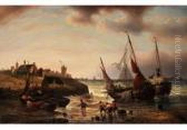 Heimkehr Vom Fischfang Oil Painting by Francois Etienne Musin