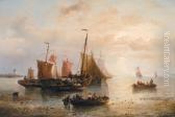 Scene De Peche Oil Painting by Francois Etienne Musin