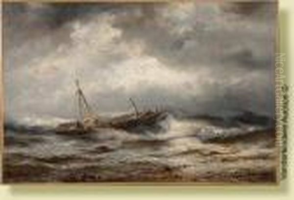 Bateau Dans La Tempete Oil Painting by Francois Etienne Musin