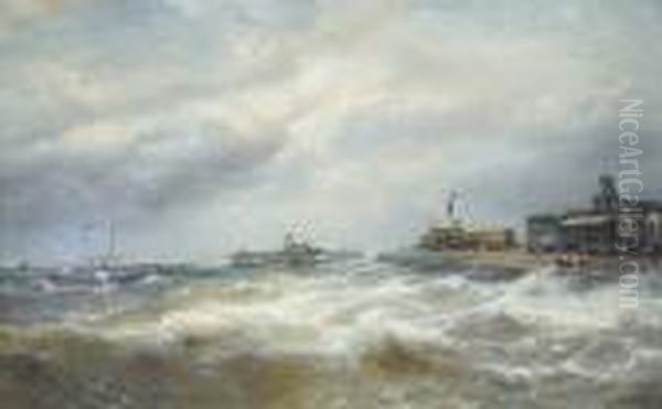 L'ancienne Digue De Mer D'ostende Oil Painting by Francois Etienne Musin