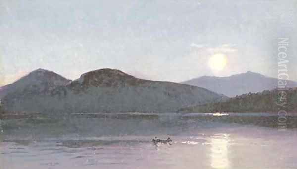 Two Boaters on a Lake Oil Painting by William Trost Richards